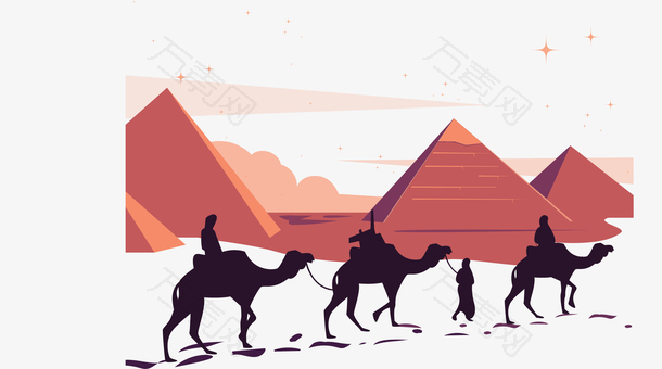 埃及沙漠行走的骆驼