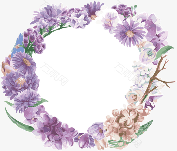 紫色手绘花藤边框