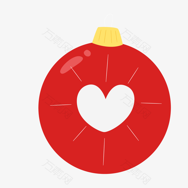 红白色心形卡通圣诞吊球