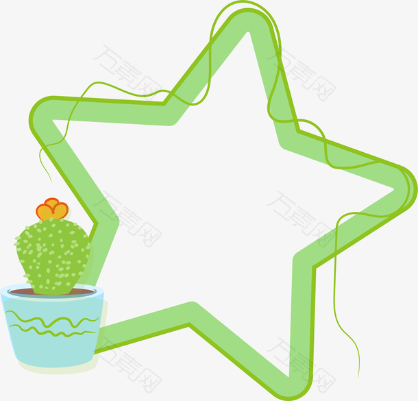 小清新植物五角星绿色仙人掌装饰