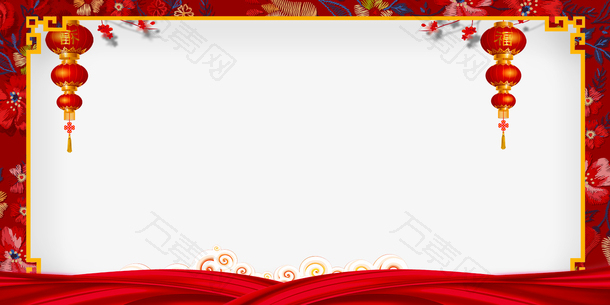 红色中国风新年节日边框