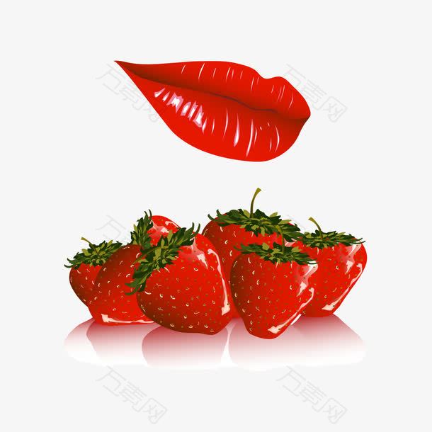 矢量嘴唇和草莓