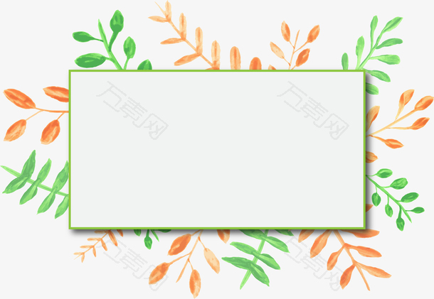 水彩树叶标题框