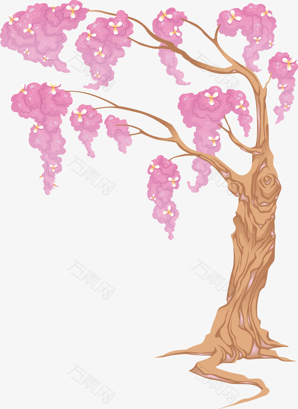 卡通手绘紫金花树插画