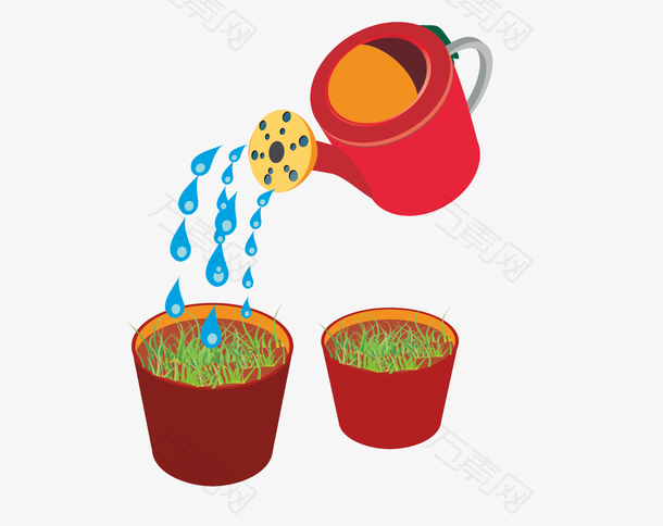花盆草和水壶矢量素材