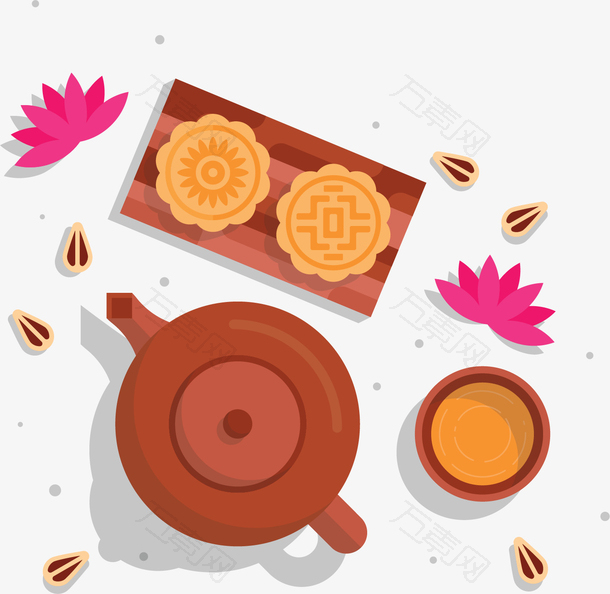 中秋节热茶和月饼