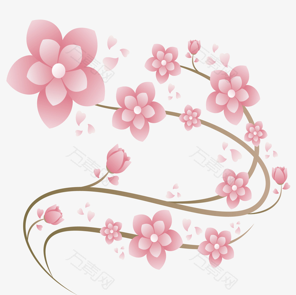 矢量图水彩粉色樱花装饰