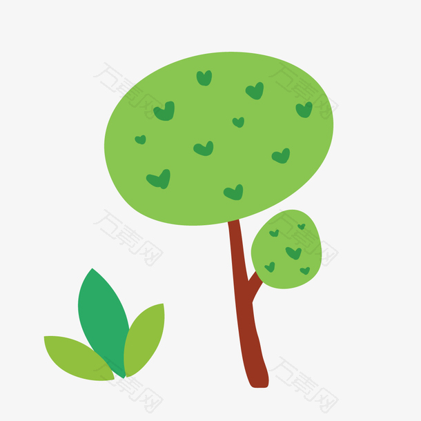 绿色树叶树木卡通园艺素材合集