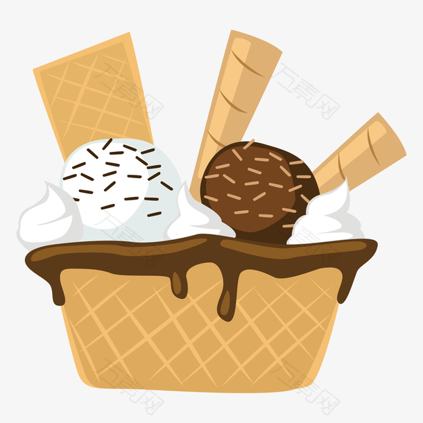 手绘冰淇淋雪糕插画