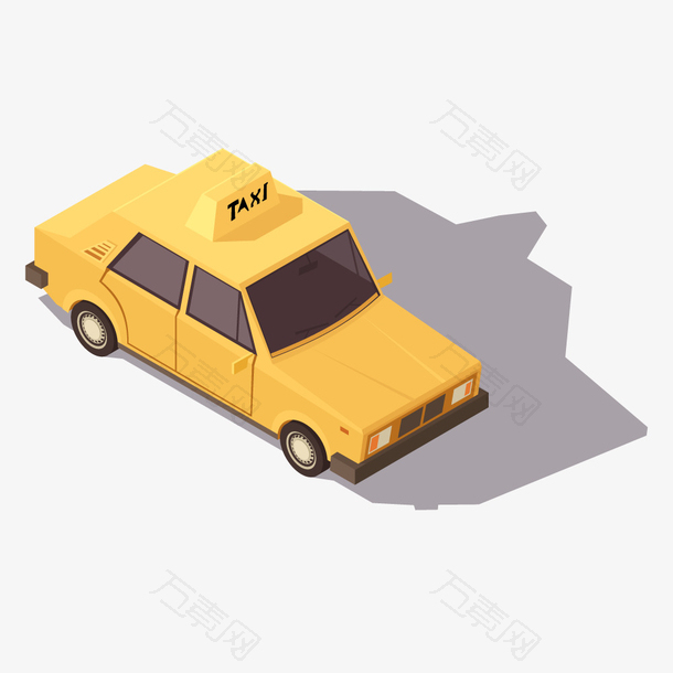 立体汽车黄色出租车矢量素材
