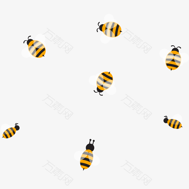 黄色纹理蜜蜂卡通插画