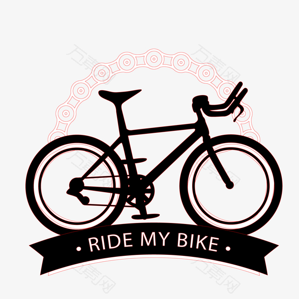 卡通手绘自行车比赛标签
