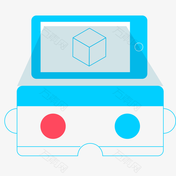 手绘虚拟现实科技游戏VR眼镜元