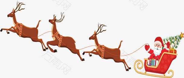 卡通的圣诞老人和小鹿矢量图