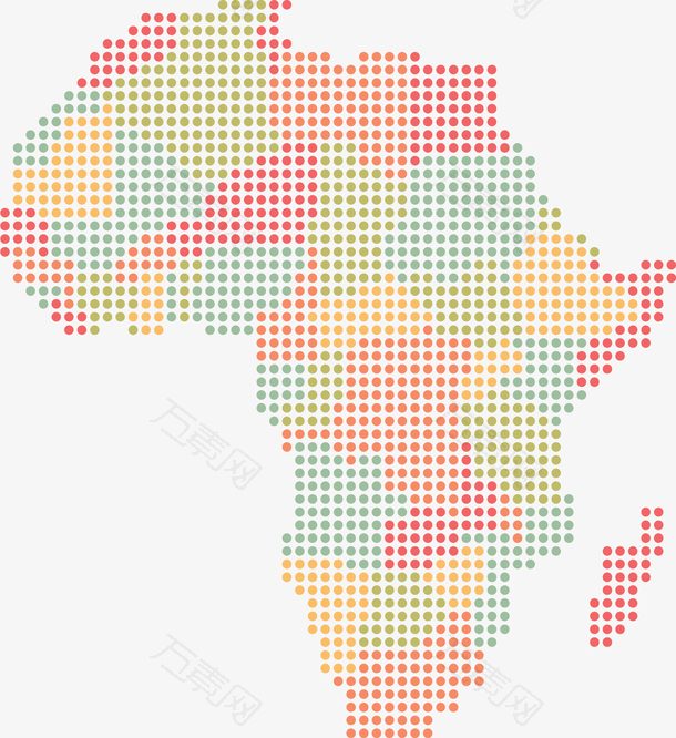彩色波点非洲地图