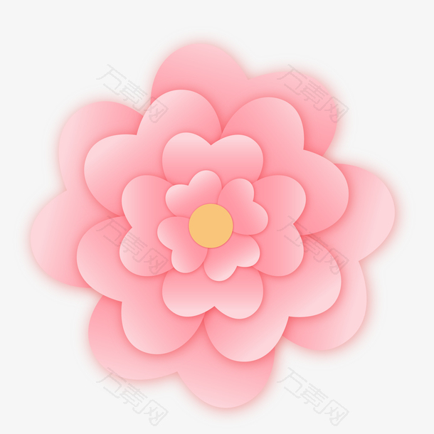 矢量装饰微立体粉色花卉元素
