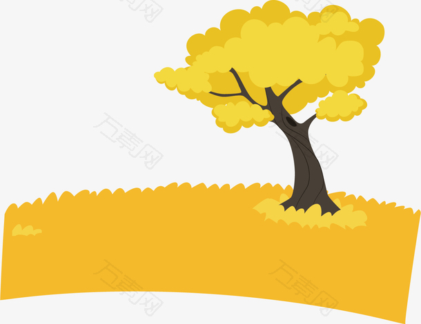 黄色金色树木丰收海报背景素材