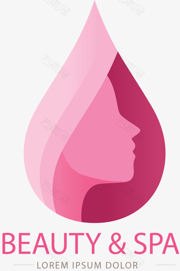 粉红水滴女人剪影