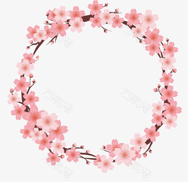 矢量图粉色的花环