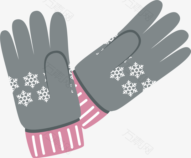 雪花花纹灰色手套