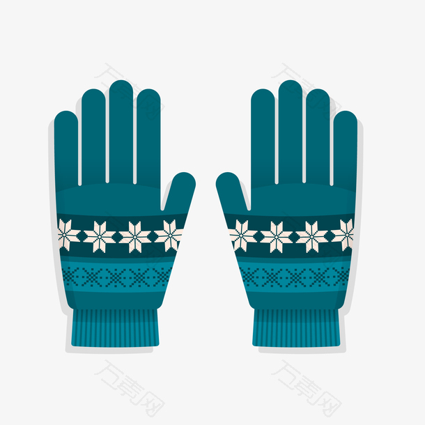 卡通蓝色的冬季手套设计
