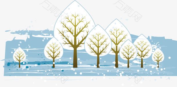 冬天下雪的树枝树木