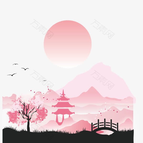 中国风背景淡粉色桃花