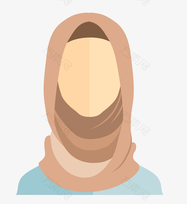 卡通扁平化头戴头纱外国印度女人