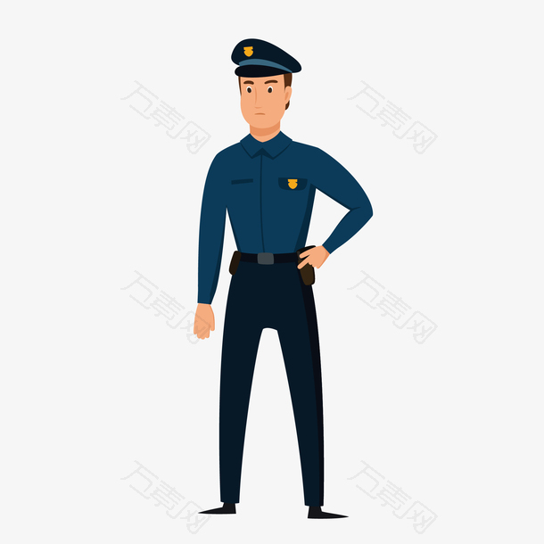 蓝色衣服卡通设计警察