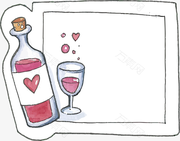 情人节红酒酒杯标题框