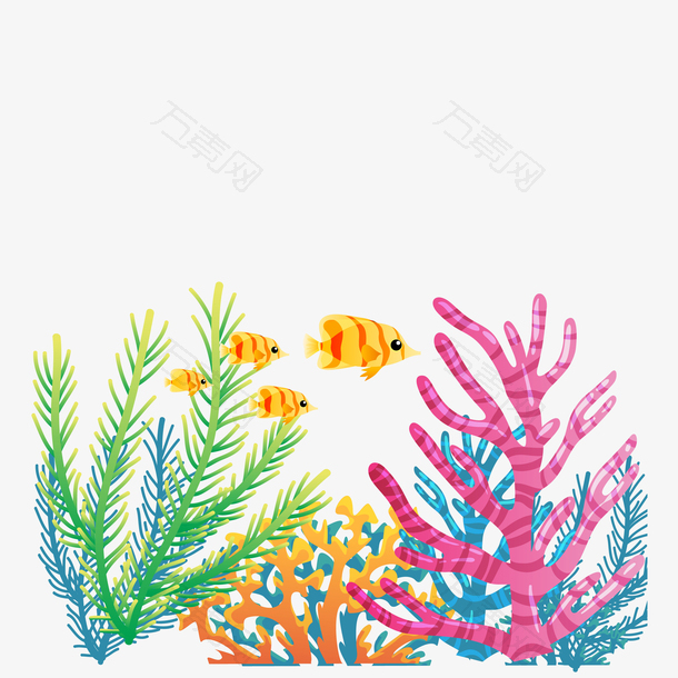 矢量炫丽热带海洋珊瑚藻