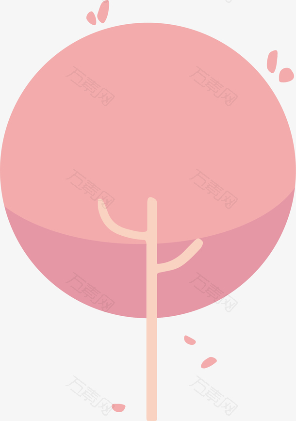 粉红色圆形树矢量卡通时尚大树