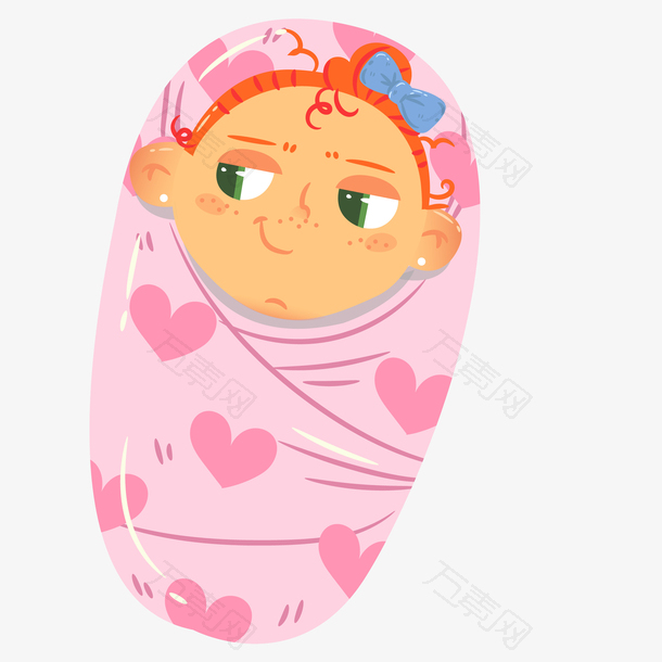 粉红色包袱婴儿表情可爱卡通婴儿