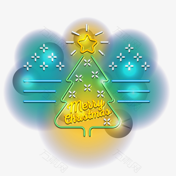 圣诞节霓虹灯装饰圣诞树