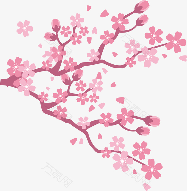 粉色樱花树枝设计素材