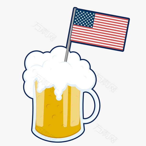 美国啤酒卡通插画