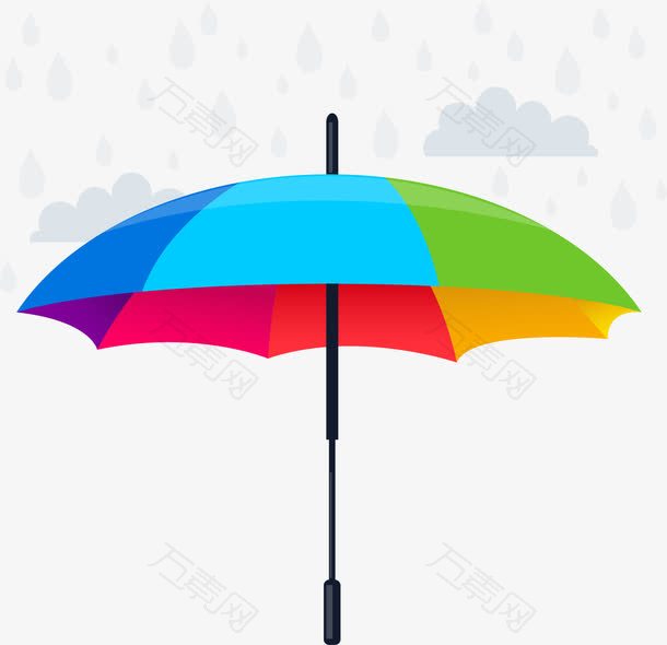 彩虹色雨伞设计矢量素材矢量