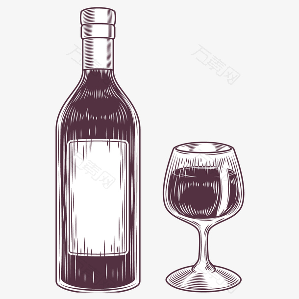 一瓶红酒和一杯红酒