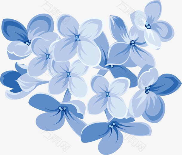 矢量图卡通手绘蓝花
