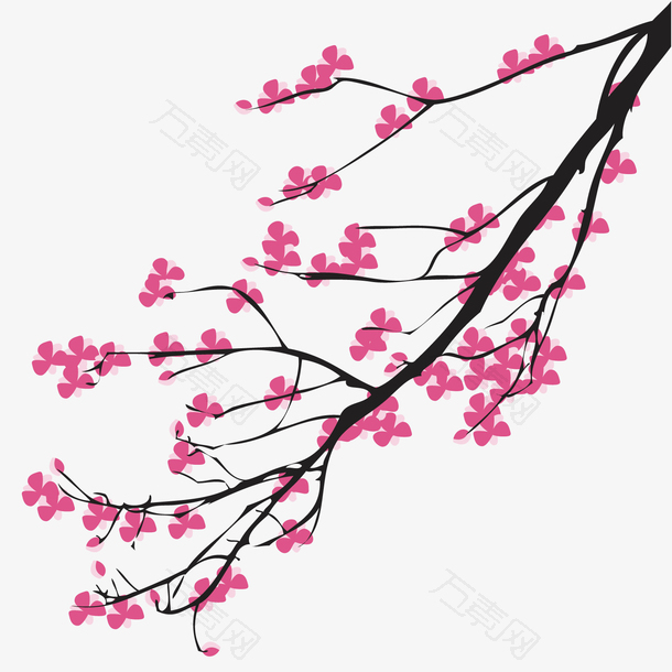 中国画粉色桃花花瓣