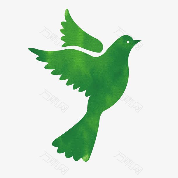 手绘绿色的小鸽子设计