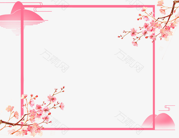 春天粉色桃花方框
