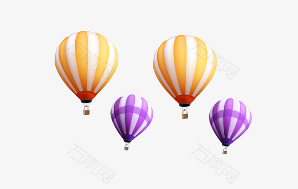 热气球紫色白色PNG矢量素材