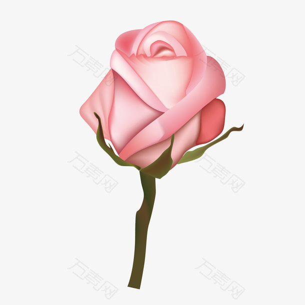 粉色手绘植物矢量玫瑰花
