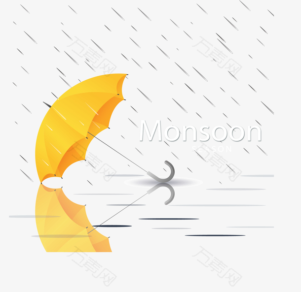 刮风下雨黄色雨伞