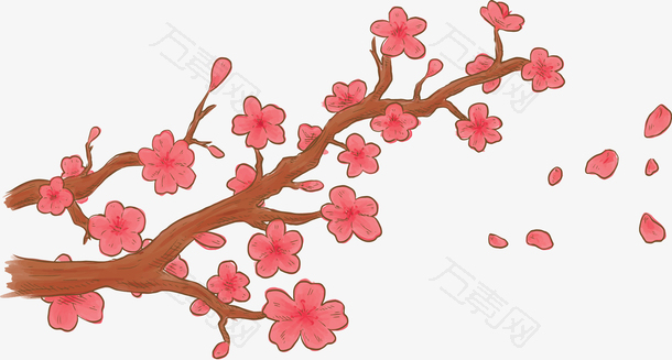 卡通手绘粉色桃花装饰