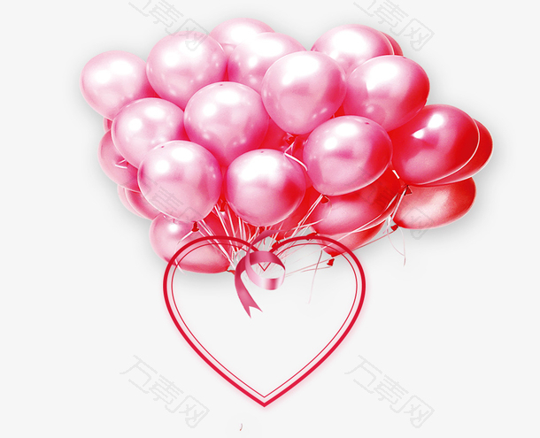 314白色情人节粉色爱心与气球