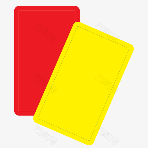 足球运动裁判执法红黄牌矢量素材