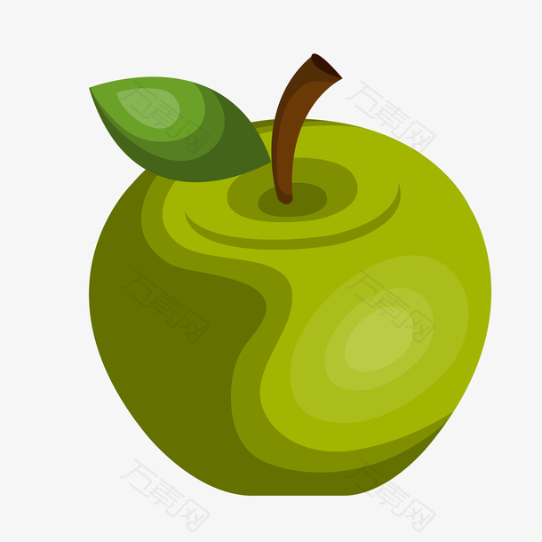 绿色卡通水果苹果