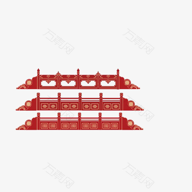 红色中式护栏